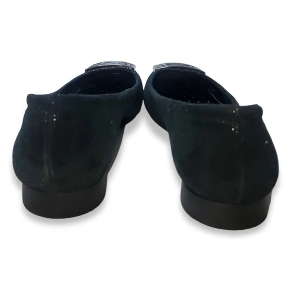 Calvin Klein Black Suede Flats with Silver Emblem - Picture 6 of 7